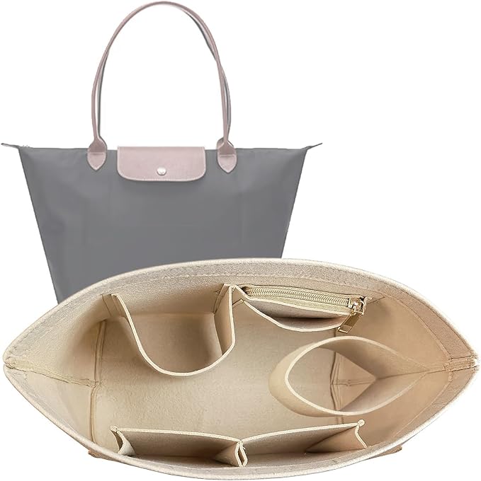 Lckaey Purse Organizer Insert for Le Pliage Handbag tote bag Insert Organizer1012khaki-L