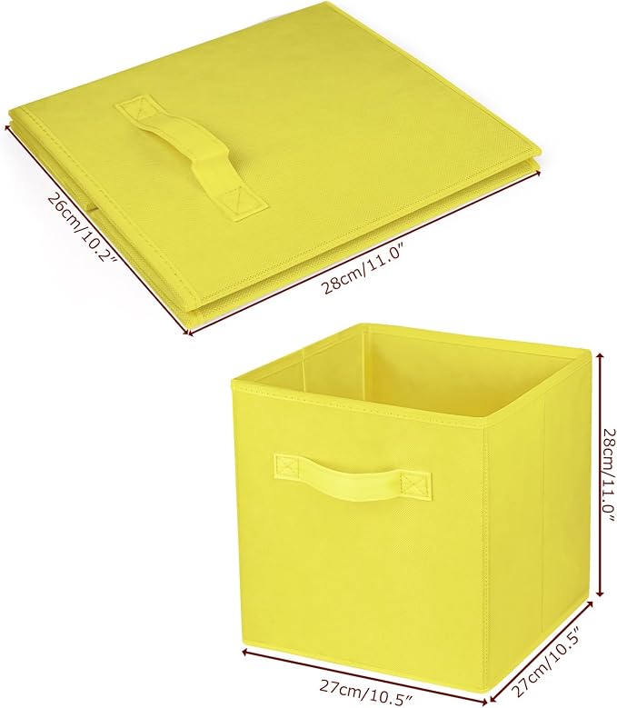 3 Pcs Storage Cubes, 10.5 Inch Collapsible Storage Bins, Fabric Foldable Bins for Organization, Durable Storage Bins for Closet, Shelves, Offices (Yellow)