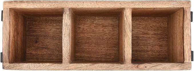 Mango Wood Utensil Drawer Organizer, Silverware Tray Organizer, Kitchen Drawer Organizer for Flatware Cutlery (11" x 4" x 4.5")
