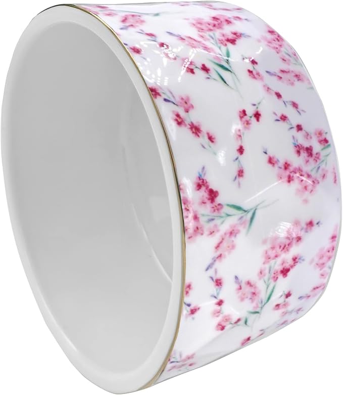 Paper Clip Holder Ceramic Paper Clip Holders Floral Paperclips Holder Dispenser Cute Gold Line Paper Clip Organizer for Desk Binder Clip Holder Bobby Pin Hair Clip Holder Gift for Office Pink Flowers