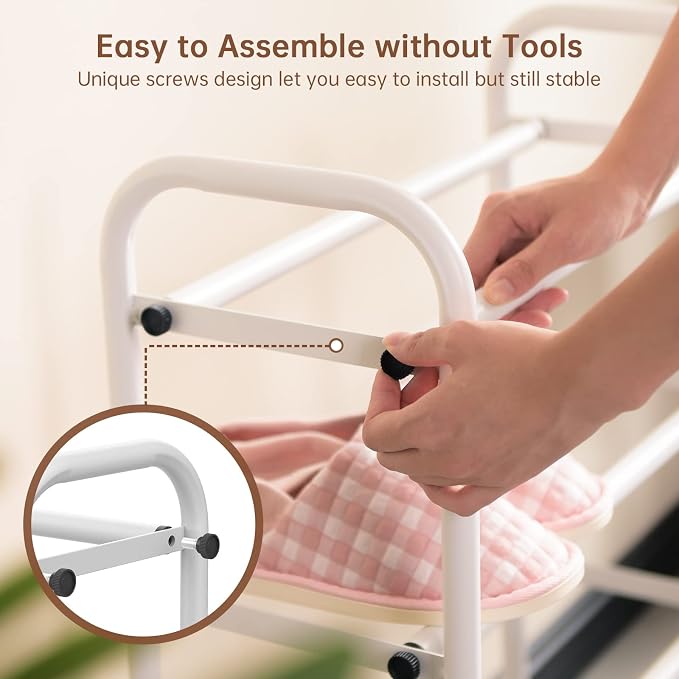 Gonfoam Shoe Rack for Closet, Expandable Shoe Organizer Storage Shelf, Adjustable Metal Free Standing Small Closet Shoe Rack for Entryway, Doorway (2-Tier White)