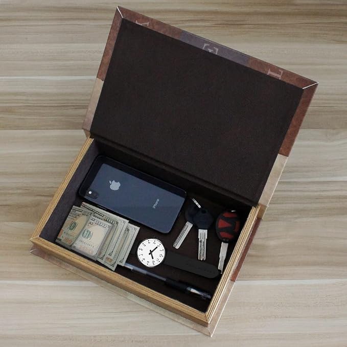 PACOLO Decorative Book Boxes, Faux Wood cover Storage for Hidden Jewelry, Money, and Cash