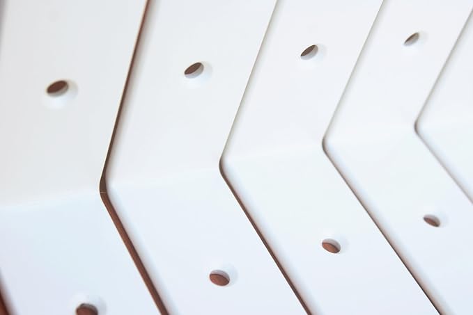 6 Pack - L 12" x H 8" x W1.5, 5mm Thick White L Shelf Bracket, Iron Shelf Brackets, Metal Shelf Brackets, Floating Shelf, Shelf Supports with Screws