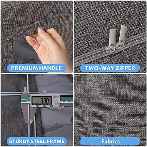 CYhom 3Pack Foldable Storage Bins - Frame Storage Box Linen Fabric Stackable Clothes Container Organizer with Clear Wind