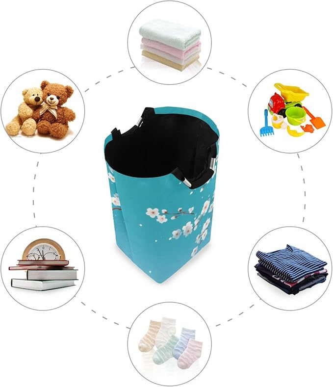 Dreamy Cherry Blossom Petals Large Laundry Hamper Basket, Collapsible Laundry Bag Storage Bins Baskets with Handles for Laundry, Bedroom, Home Decor