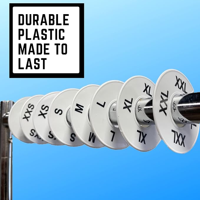 Discount Sizing- Round Clothing Dividers Size Hanger Rack Dividing 40 Pack (XS-XXL) - Great for Retail, Boutiques, Personal Closet Storage & Organization (White)