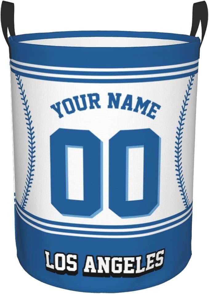 Custom Los Angeles Laundry Hamper Personalized Laundry Basket Customized Name And Number Collapsible Storage Basket for Bedroom Bathroom Living Room Baseball Fan Gifts