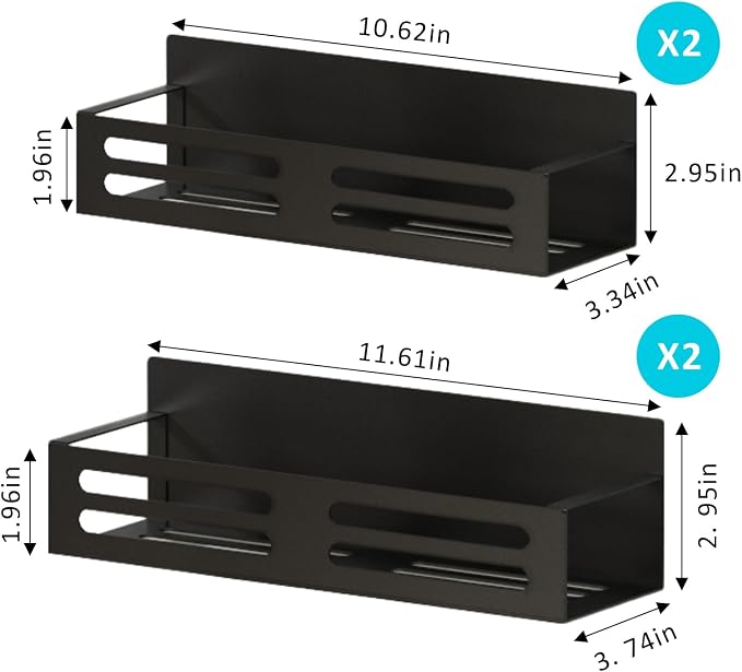 Magnetic Spice Rack for Refrigerator Magnetic Fridge Shelf for Kitchen Magnetic Shelves for Fridge 4 Pack Black