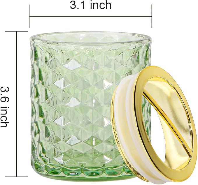 2pcs Green Toothbrush Holders for Bathrooms, Glass Toothbrush Holder and Bathroom Tumbler Set, Gold Tooth Brush Cup Holder, Bathroom Counter Organizer for Brushes, Toothpaste