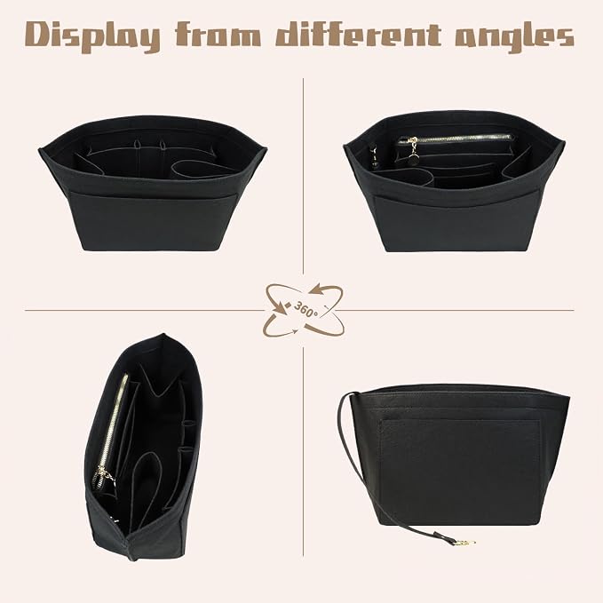 Lckaey Organizer Insert For Long Champ Le Pliage Purse organizer Premium Felt 1012-30aterrimus-S