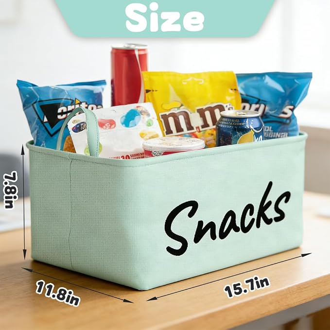 Snack Organizer Basket for Home Office: Snack Bin for Pantry (Green)