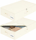 Under Bed Storage Container Bins 2 Pack, Low Profile Foldable Underbed Clothes Storage Organizer W/ Ultra Thick Fabric and Sturdy Bottom/Sides, Dual Zipper Storage Box for Dorm and Home 30x16x6.7"