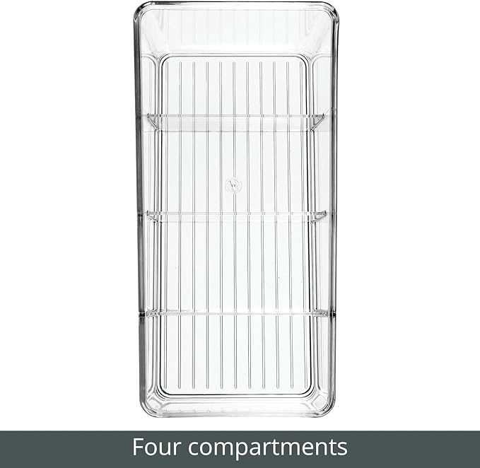 mDesign Plastic 4-Section Food Packet Organizer - Storage for Kitchen, Pantry, Cabinet, or Countertop - Organization for Spice Packets, Hot Chocolate, Seasoning Pouches, Ligne Collection, Clear