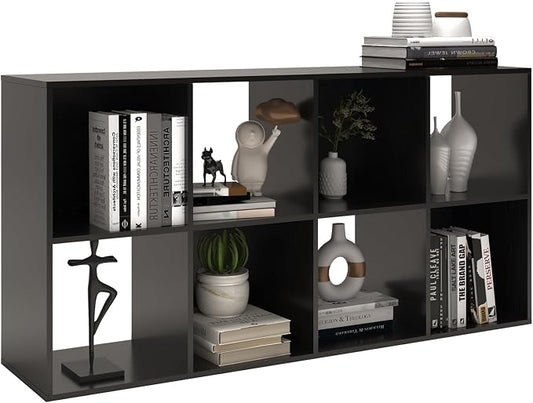 8 Cube Shelf with Anti-Tipping Kits + Reversible Open Back Bookcase, Multi Layer and Multi Grid Partition Layout (Chocolate 11in)