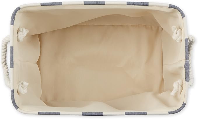 DII Buffalo Check Storage Collection Collapsible Bin with Handles, Medium Rectangle, 16x10x12, Navy & Off-White