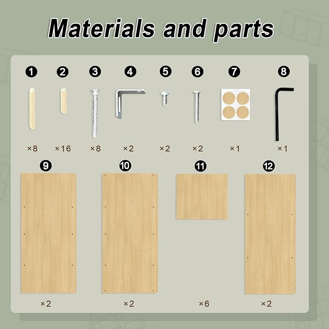 9 Cube Shelf Bookcase, Oak 11in | Anti-Tipping Kits, Reversible Open Back, Multi Layer Multi Grid Partition Layout