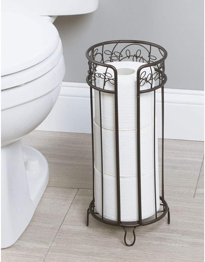iDesign Metal Toilet Tissue Holder Stand, The Twigz Collection – Holds 3 Rolls of Toilet Paper, 6.8” x 15.2”, Bronze