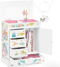 Large Jewelry Box for Girls 5-Layer Music Box with Swing Door Spinning Ballerina Unicorn Necklace & Bracelet Set Children Jewelry Organizer for Girls Kids Birthday Christmas Gift White