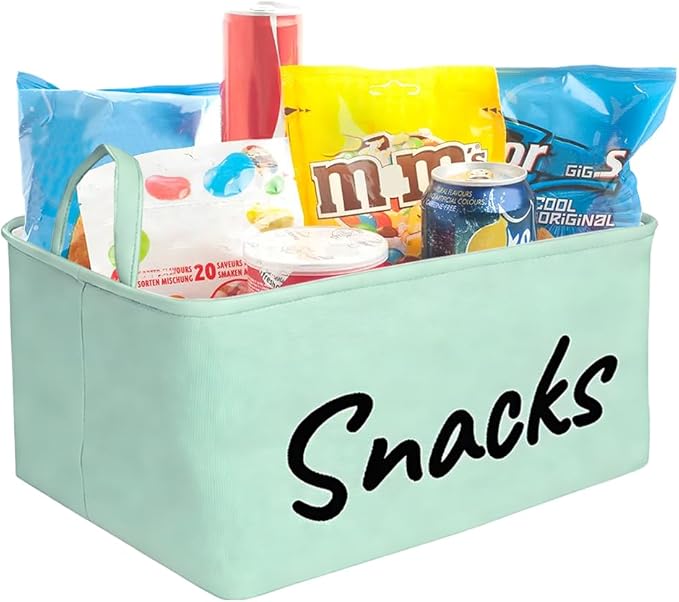 Snack Organizer Basket for Home Office: Snack Bin for Pantry (Green)