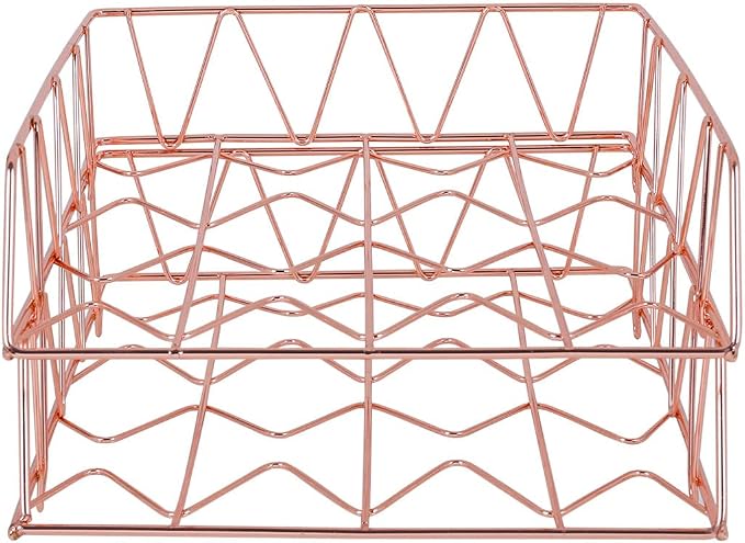 PAG Set of 2 Office Supplies Metal Stackable File Document Letter Tray Organizer for Desk, Rose Gold