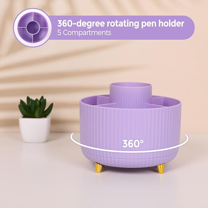 SKYDUE Purple Office Supplies Set, Purple Office Desk Accessories 10PCS, Pencil Holder for Desk, Stapler, Tape Dispenser, Scissors, Ruler, Binder/Paper Clips and 1000pcs Staples,Desk Supplies Set