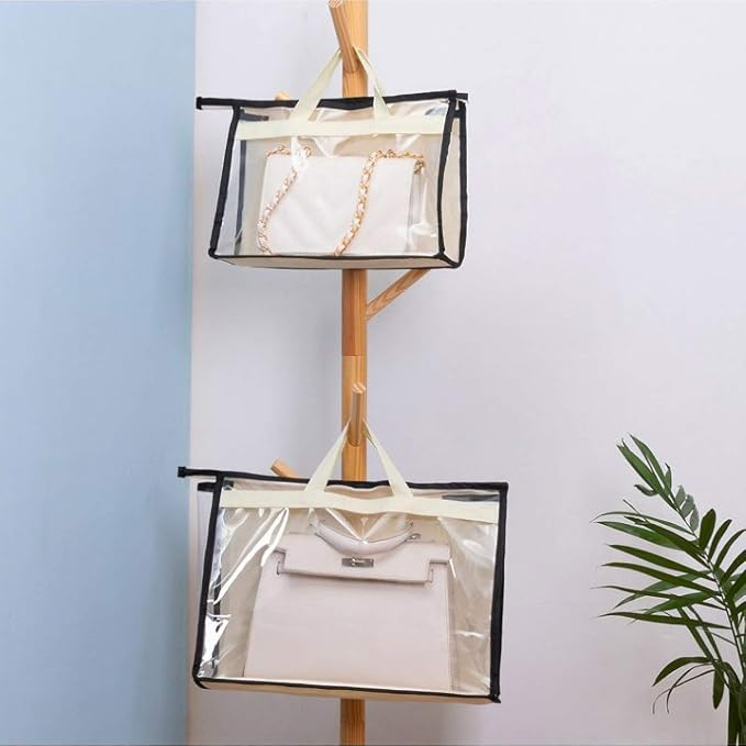 Clear Handbag Storage Bags Purse Organizer for Closet, Zipper Hanging Storage Bag for Handbags, M