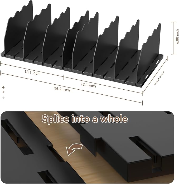 SOYO Adjustable Purse Organizers for Closet, Acrylic Shelf Divider for Bag and Purse Storage, Pocketbook and Handbag Organizer, Bookshelf Separator Organizers for House, Office Use, Black，2pc