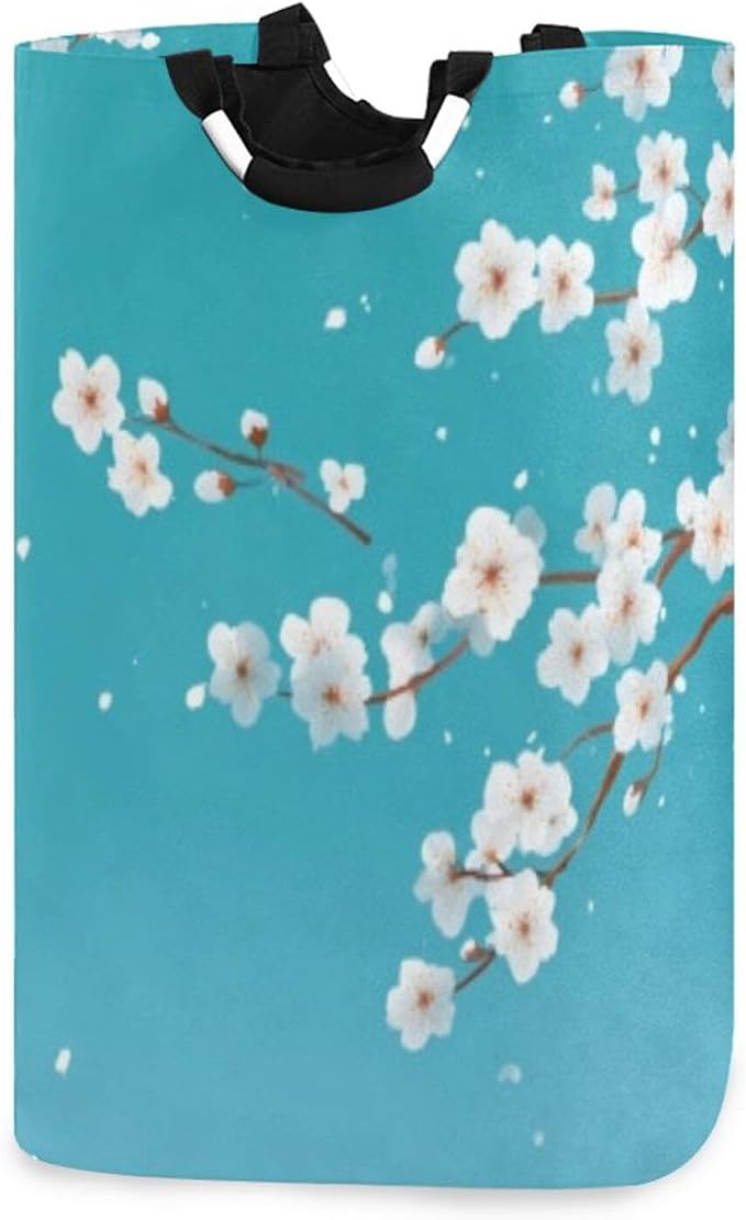 Dreamy Cherry Blossom Petals Large Laundry Hamper Basket, Collapsible Laundry Bag Storage Bins Baskets with Handles for Laundry, Bedroom, Home Decor