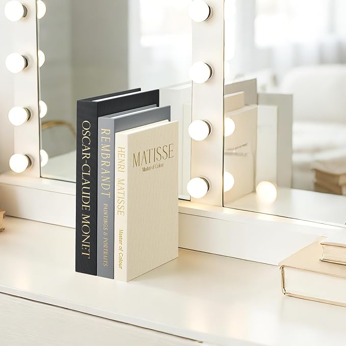 Set of 3 Decorative Books for Home Decor, Linen Faux Books for Coffee Table, Bookshelf or Mantel, Aesthetic Fake Book Storage Boxes with Magnetic Snap for Photo Organization & Keepsakes Box