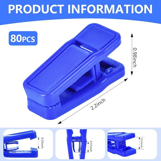 KISEER 80 Pcs Plastic Baby Hanger Clips Slim-line Finger Clips Set for Clothes Hanger Velvet Hanger (Blue)
