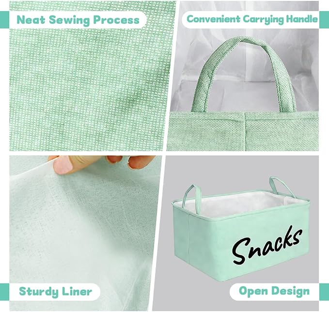 Snack Organizer Basket for Home Office: Snack Bin for Pantry (Green)