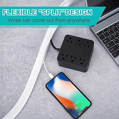 20ft - 1 inch White Cable Sleeve, Cable Organizer for Desk PC TV Computer, Wire Protector Cable Wrap Cover, Cord Managem