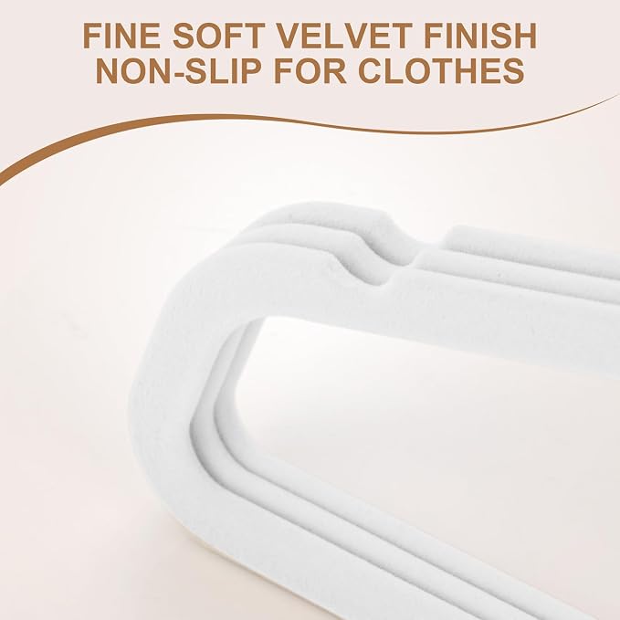 TIMMY 36-Pack Velvet Hangers with Gold Hooks - Space-Saving Non-Slip Heavy-Duty Clothes Hangers for Coats, Suits, Dresses, and Sweaters - Slim Design(White+Gold) (White+Gold, 17inch-36pack)