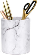 Pen Holder, Cup for Desk Marble Pattern Pencil Holder for Adults Kids Luxury Leather Desk Organizer Makeup Brush Holder for Office, Classroom, Home, Marble