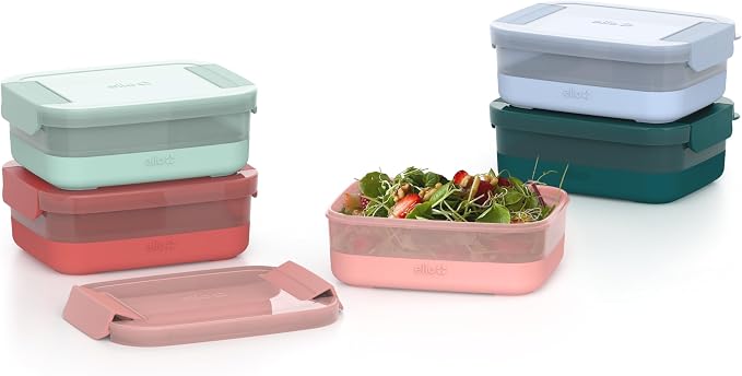 Ello Plastic Meal Prep Set BPA Free Plastic Food Storage Container with Silicone Boot and Airtight Lids, Dishwasher, Microwave, and Freezer Safe.