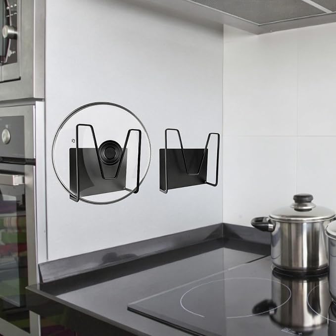 2 Pcs Magnetic Pot Lid Holder,Strong Magnetic Stainless Steel Pot Lid Organizer, Refrigerator Mount Movable Kitchen Storage Rack for Cutting Board, Baking Tray and Pan Covers