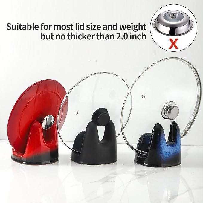 Nihow Ceramic Pot Lid Holder While Cooking for Kitchen Counter/Stove Top | Catch Water & Oil Drips,Stable & Secure,Heat Resistant,Easy to Clean & Dishwasher Safe,Space-Saving,Multi-Purpose Holder