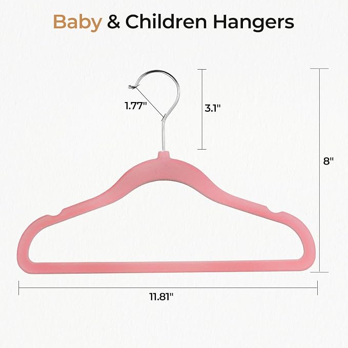 GoodtoU Kids Hangers Velvet 50 Pack 14" - Kids Felt Hangers Non Slip Toddler Hanger Childrens Hanger for Kid