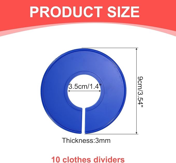 uxcell 10 Pcs Clothes Dividers,Round Closet Rack Dividers Clothing Rack Size Dividers Blank Labels Writable & Reusable for Hanging Clothes Sorting Size, Dark Blue