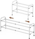 Gonfoam Shoe Rack for Closet, Expandable Shoe Organizer Storage Shelf, Adjustable Metal Free Standing Small Closet Shoe Rack for Entryway, Doorway (2-Tier White)