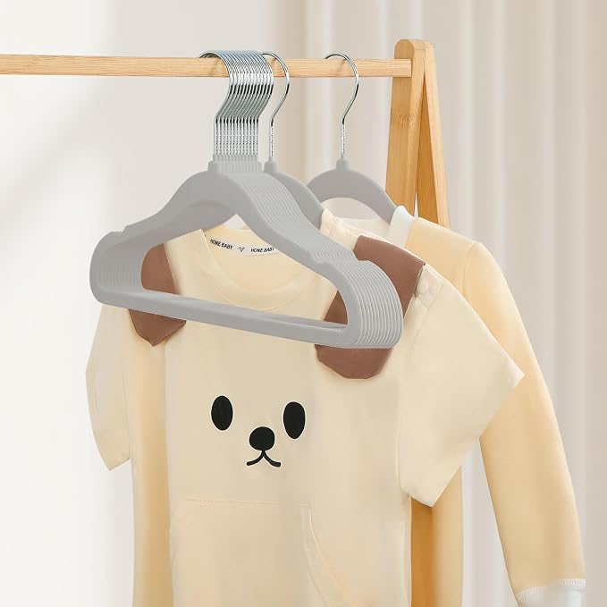 GoodtoU Kids Hangers Velvet 50 Pack Baby Hangers for Closet Non Slip Childrens Infant Hanger Grey
