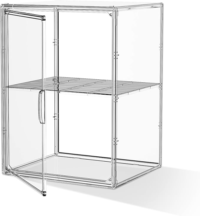 Acrylic Clear Display Case, Stackable Plastic Storage Bins with Shelf, Figure Figurine Hobby Display Case with Magnetic Lid, Large Acrylic Display Box for Collectibles, Figures, XXXL-1 Pack
