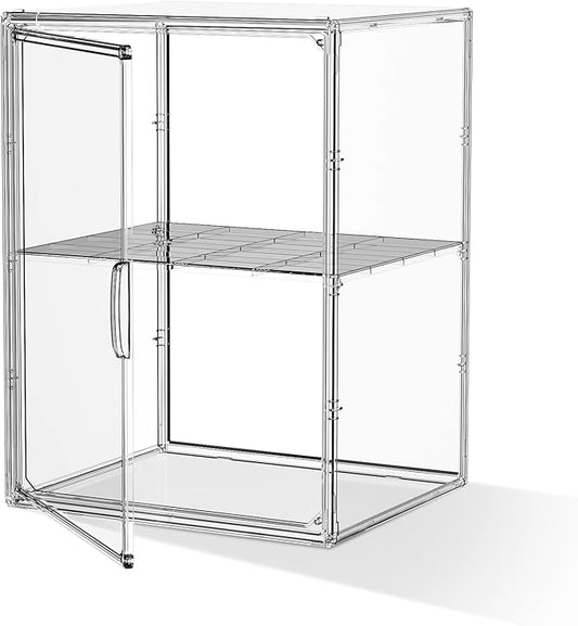 Acrylic Clear Display Case, Stackable Plastic Storage Bins with Shelf, Figure Figurine Hobby Display Case with Magnetic Lid, Large Acrylic Display Box for Collectibles, Figures, XXXL-1 Pack