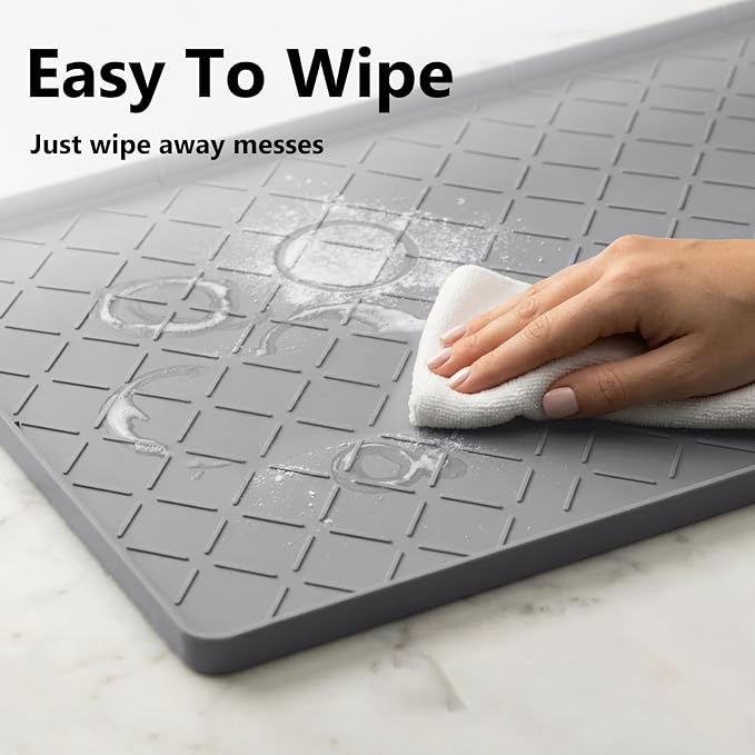 Mateeylife Under Sink Mats for Kitchen Waterproof 31"X22", Undersink Protectors，Silicone Mat Cabinet Liner, Under Sink Organizer for Bathroom and Kitchen，Boot Tray Pet Food Mat, Dark Grey