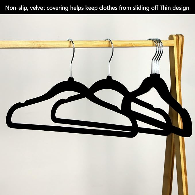 GoodtoU Kids Velvet Hangers Baby Hangers Black Infant Hanger for Closet Non Slip Children Hanger