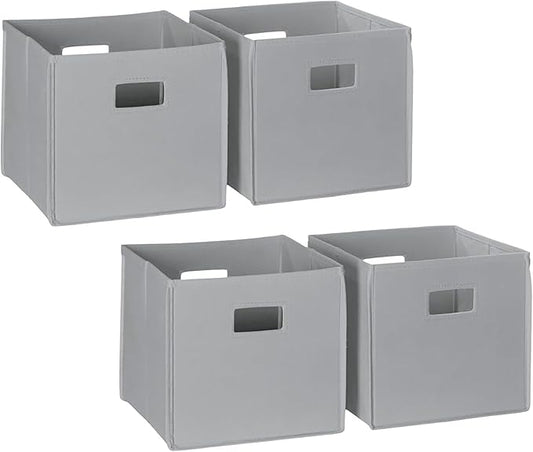RiverRidge Folding Storage Bins with Handles Gray Cube Storage Organizer for Closet, Bedroom & Playroom - Closet Organizers and Storage Set of 4