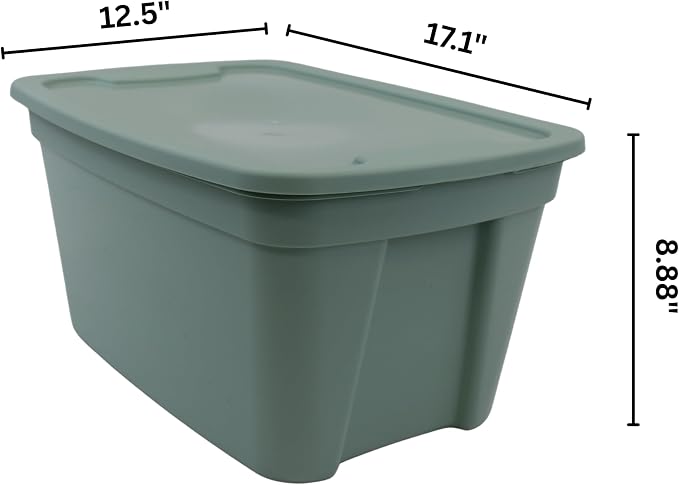 Edge Plastics Classic Storage Tote, durable storage in for home or garage with secure snap lid designed for stacking (6, Light Green, 5 Gallon)