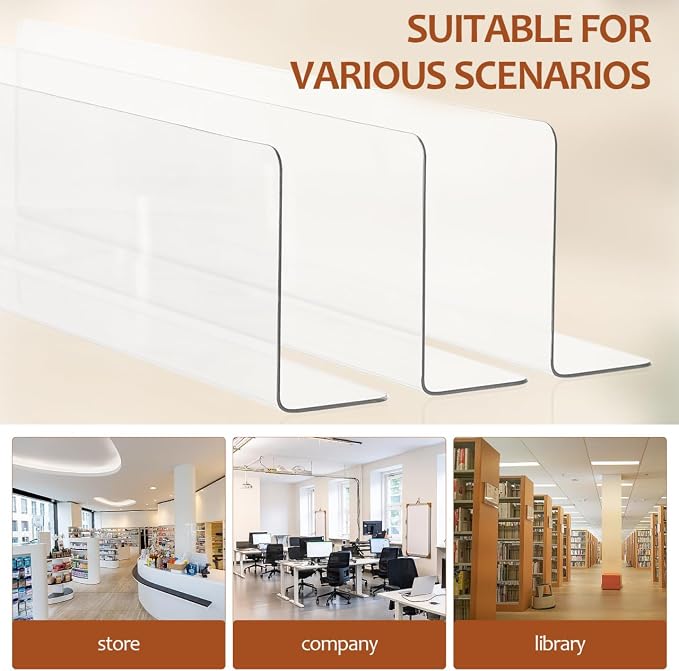 VOSAREA Plastic Shelf Dividers 6pcs Clear L Shaped Separator Transparent Organizer Divider for Commodity Classification Cabinets Shelf Store (20cm)