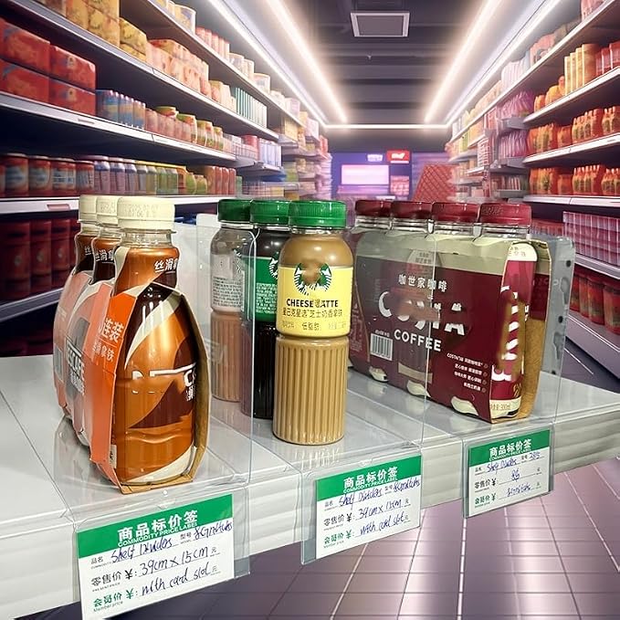 20 Pcs 39*15CM Transparent Shelf Dividers with Card Slot，Adjustable Shelf Organizers, Crystal Clear PVC, Ideal for Product Display and Organization on Wire Shelves, Retail Shelving by Clip Strip