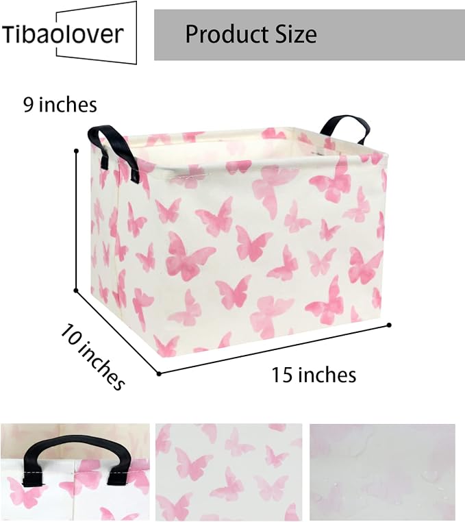 Rectangular Butterfly Basket Kids Baby Storage Basket Cute Toy Storage Bin Organizer Shelf Boom Room Decor(Butterfly)